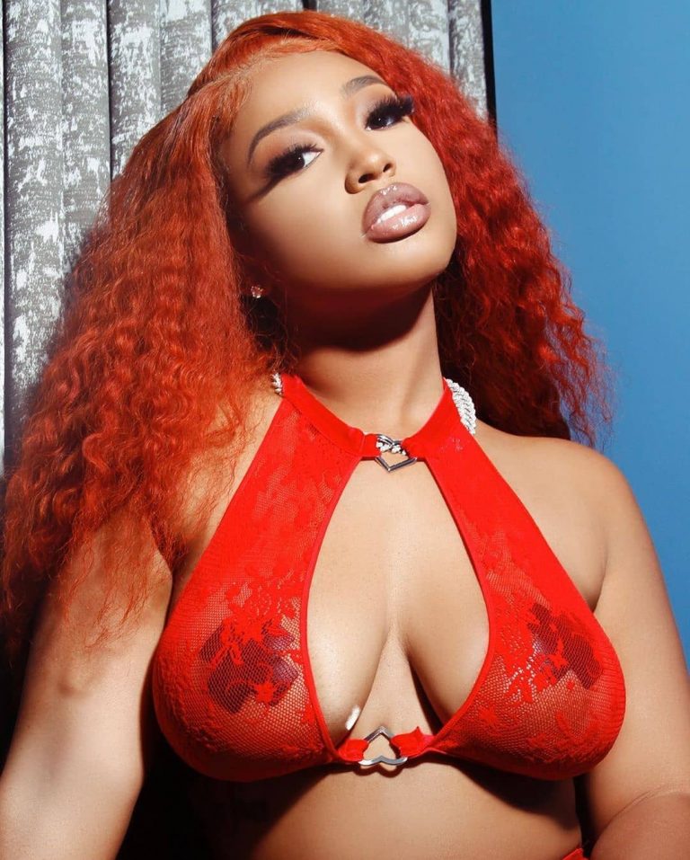 Ariel Foxx @ariel.foxx in red Lingerie shot by @lecremenation